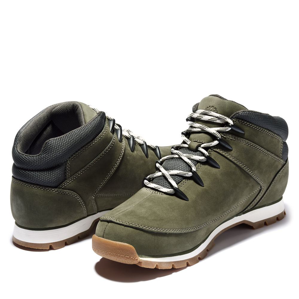 Botas Trekking Timberland Hombre Euro Sprint Mid Verde Oliva - Chile CNT-450279